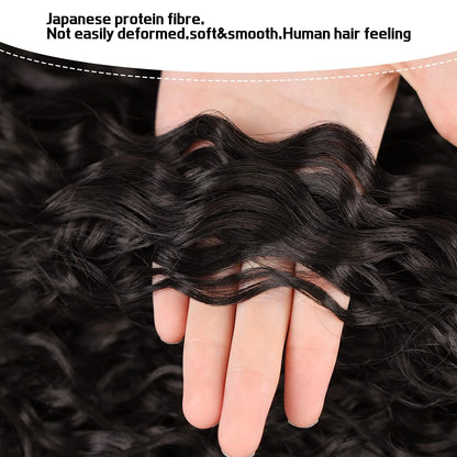 Deep Wave Drawstring Ponytail 100% Real Human Hair Extensions 100g Brazilian Remy Natural Black Hairpiece With Clip In Pony Tail