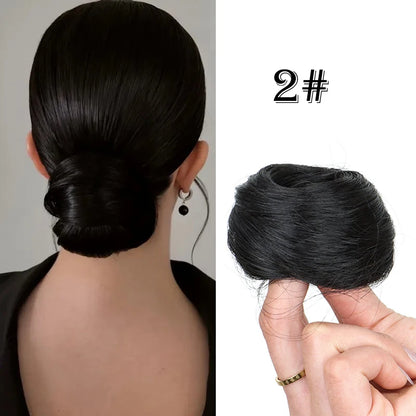 Synthetic Messy Bun Hair Piece Chignon Extension Mini Rubber Band Hair Bun Scrunchies Donut Hair Accessory Easy to Wear