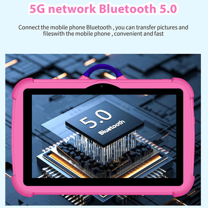 Neues 7-Zoll-5G-WLAN-Tablet für Kinder – ideal zum Lernen und für Bildungszwecke. Quad-Core-Prozessor, 4 GB RAM, 64 GB ROM, WLAN-fähig, inklusive Tragetasche. Perfekt als Geschenk für Kinder.