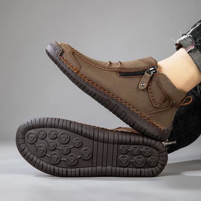 Neue Herbst Handgefertigte Leder Herrenstiefel Outdoor Design Sneaker Herren Atmungsaktive Freizeitschuhe Leder Herren Knöchelstiefel Herbst Übergröße