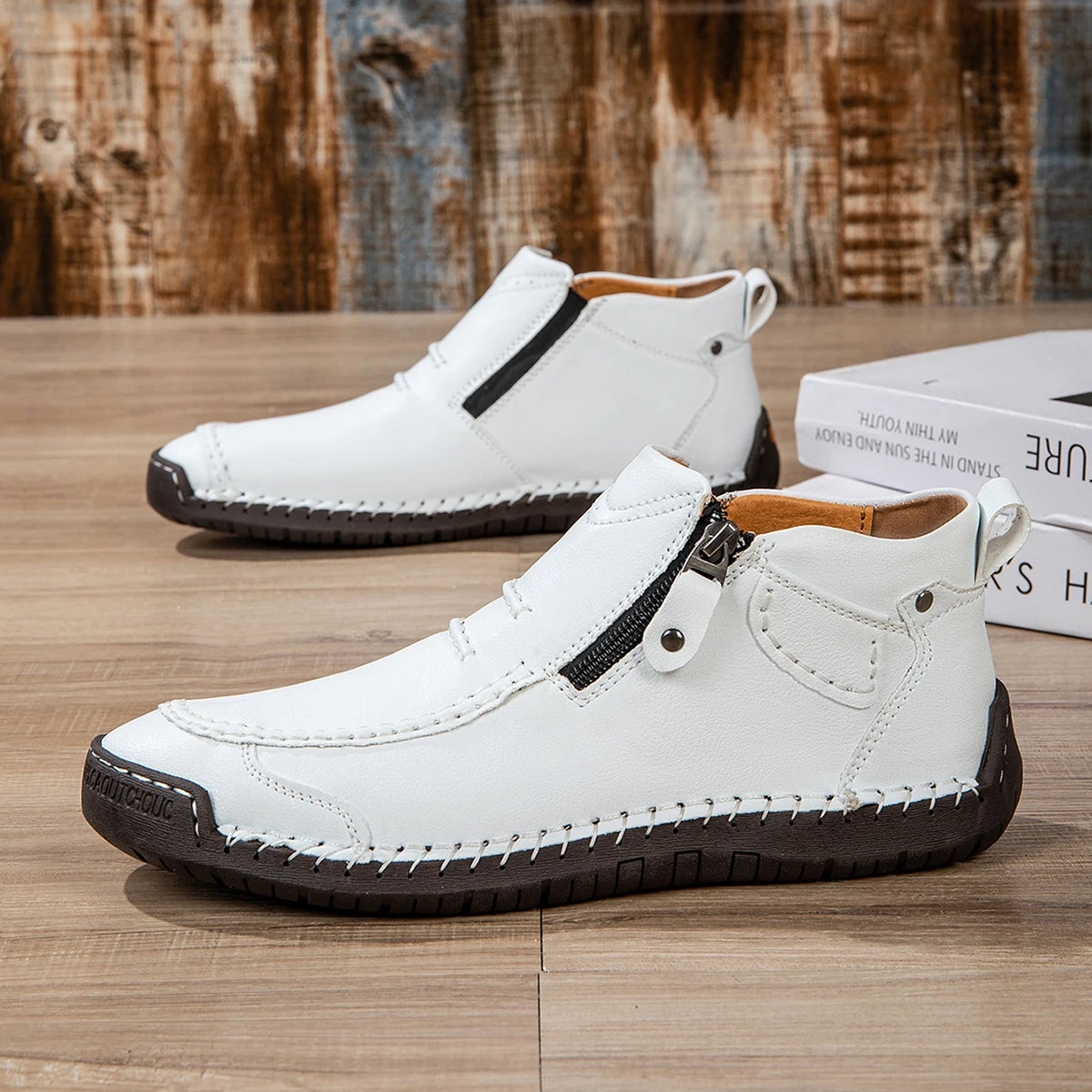 Neue Herbst Handgefertigte Leder Herrenstiefel Outdoor Design Sneaker Herren Atmungsaktive Freizeitschuhe Leder Herren Knöchelstiefel Herbst Übergröße