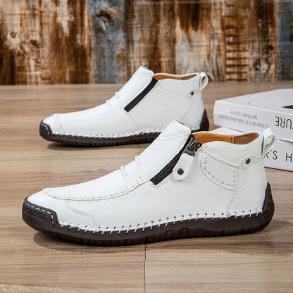 Neue Herbst Handgefertigte Leder Herrenstiefel Outdoor Design Sneaker Herren Atmungsaktive Freizeitschuhe Leder Herren Knöchelstiefel Herbst Übergröße