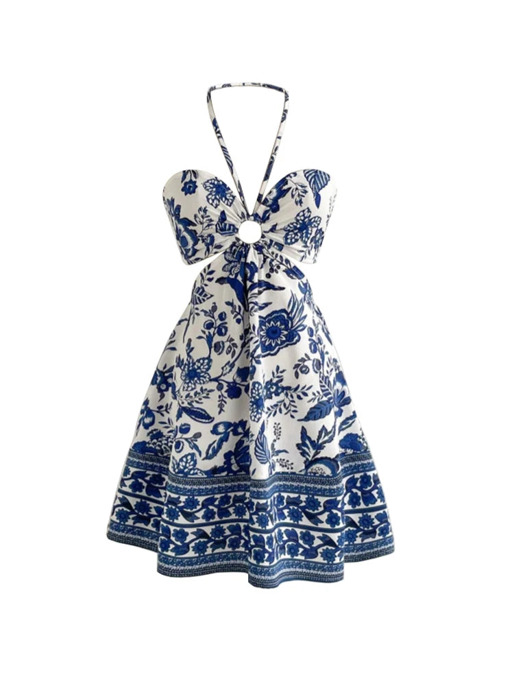 Damen Romantisches florales Neckholder-Kleid – sexy und modisch, einfach zu stylendes, lässiges Urlaubskleid