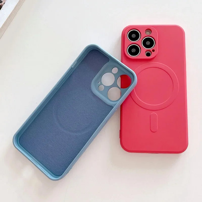 Liquid Silicone Shockproof Case For iPhone 18 17 16 15 14 13 12 11 Pro Max TPU Phone Magnetic Wireless Charger For Magsafe Cover