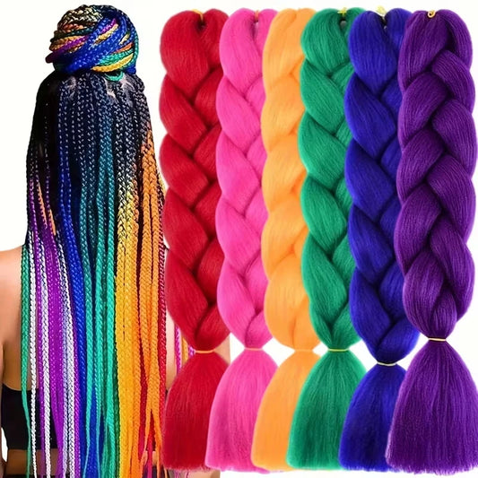 24 Zoll Synthetische Lange Box Jumbo Flechthaarverlängerungen Yaki Glatte Textur für Frauen Dreadlocks