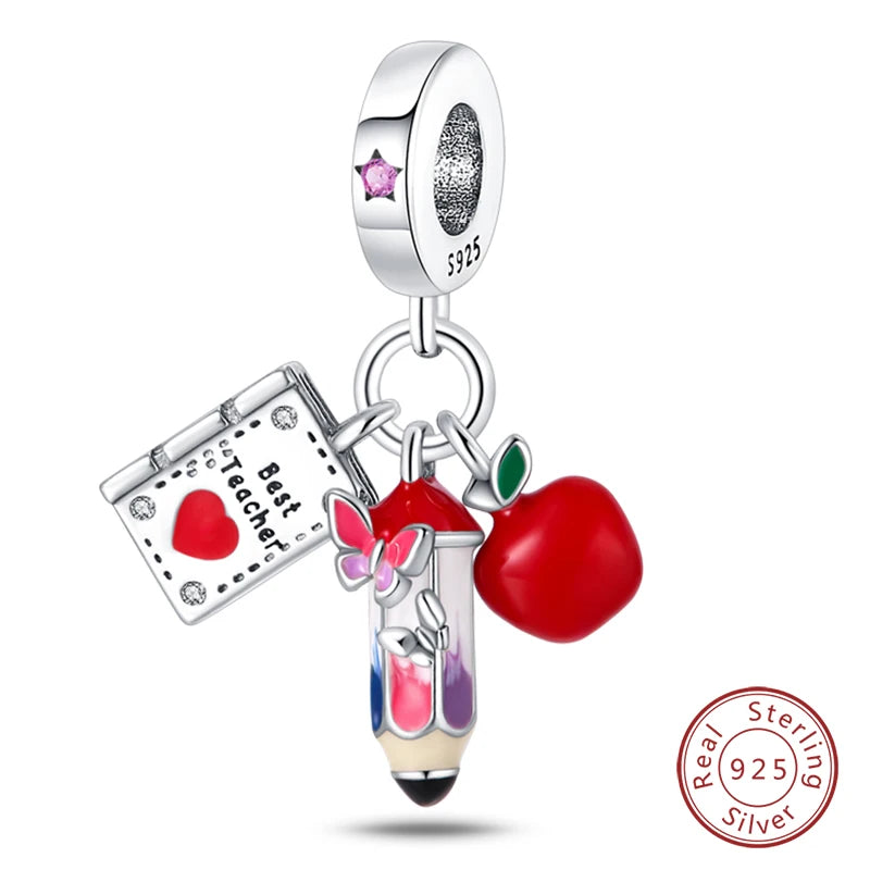 Original 925 Sterling Silber Rote Charm Perlen Rotwein Chili Hantel Anhänger für Frauen Passend für DIY Armband Geburtstag Schmuck Geschenk