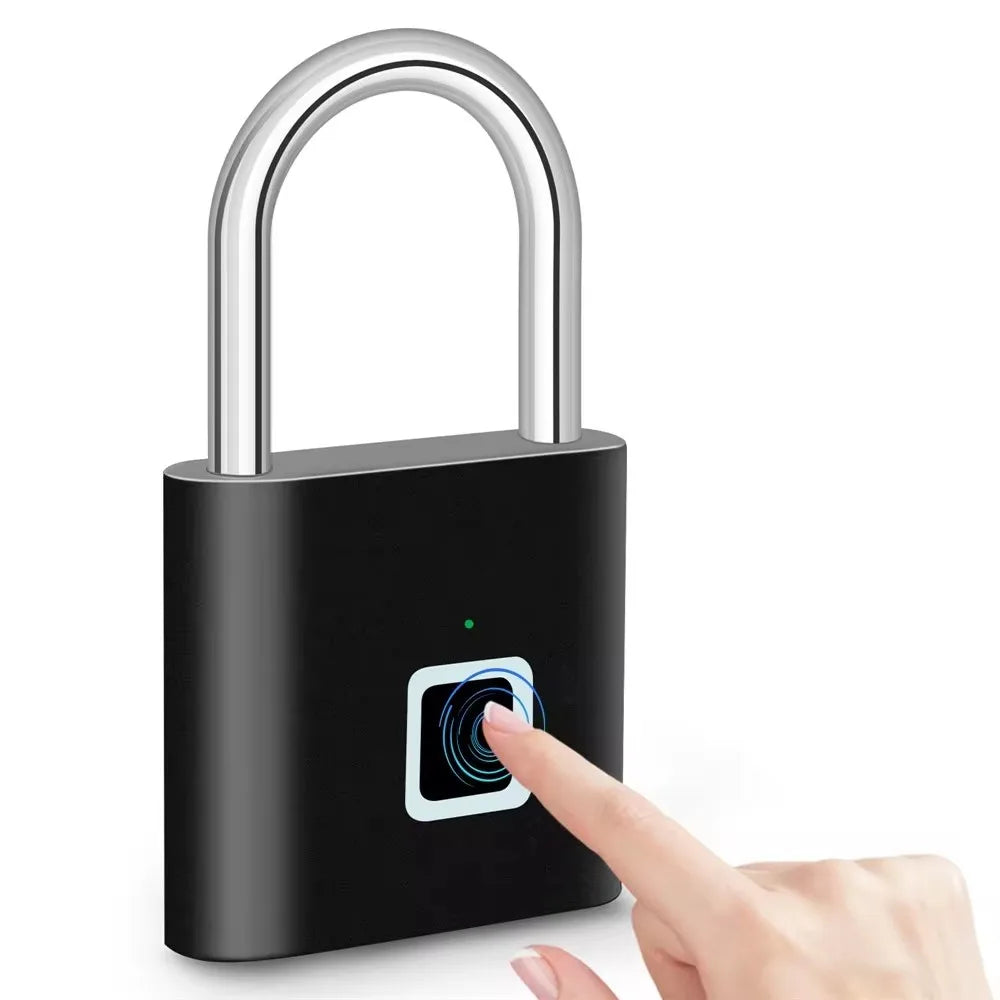 KERUI Fingerabdruckschloss Schlüsselloses USB-Ladeschloss Intelligentes Vorhängeschloss Wasserdichtes Türschloss 0,2 Sek. Entsperren Tragbares Anti-Diebstahl-Vorhängeschloss Zink
