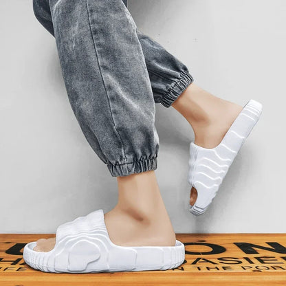Soft Home Slippers Couple Summer Indoor Skid Proof Bathroom Slippers Sandals Hotel Solid Color Men Women Flip Flops Flat Shoes
