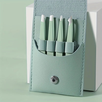 Ouriner Augenbrauenpinzetten-Set 4-teilig Edelstahl-Augenbrauenpinzetten Professionelles Beauty-Tool-Set für Gesichtshaare und einwachsende Haare