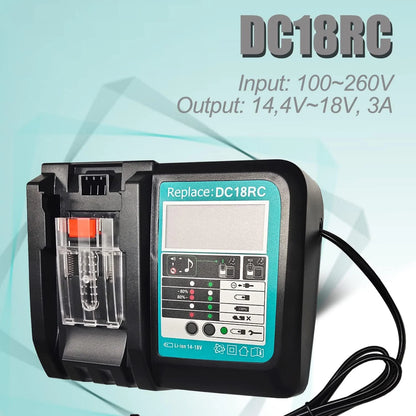 Ersatz für Makita 14.4V - 18V Schnellladegerät DC18RC für Makita Li-Ionen-Akku BL1860 BL1850 3.0 A mit LED-Anzeige