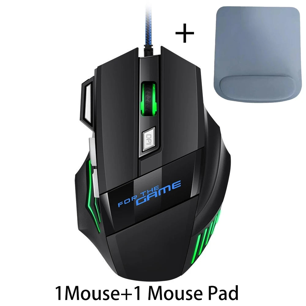 RGB Backlit Gaming USB Wired Optical Mouse DPI Adjustable Gamer Ergonomic Design USB PC Mouse For Computer Laptop Tablet
