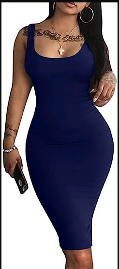 AliExpress Sommer Sexy Tank Top Kleid Europäisches und Amerikanisches Großformat Damen Ärmelloses Midikleid