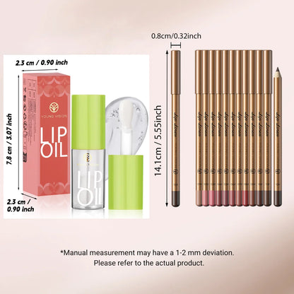 USHAS 12 Color Lip Liner + LIPSTICK Set Easy Coloring Matte Lipstick Long lasting nude red lipstick