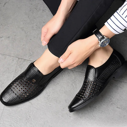 Sommer Herren Slipper Atmungsaktive Herren Lederschuhe Weiche Sohlen Männliche Freizeitschuhe Slip-on Oxford Schuhe Business Zapatos De Hombre