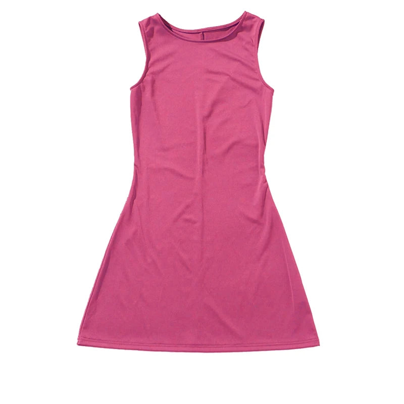 Damenkleid Ärmellos Strick Schmal A-Linie Weiblich Rundhals Ärmellos Minikleider Etui 2024 Sommer Kleidung Streetwear Y2K Qtraf2411