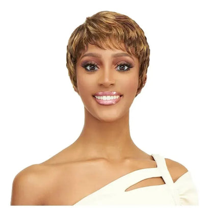 Newmi Pixie Cut Wig Human Hair Wigs Full Machine Wigs Brazilian 100% Human Hair Short Wigs with Bangs for Women Natural Black