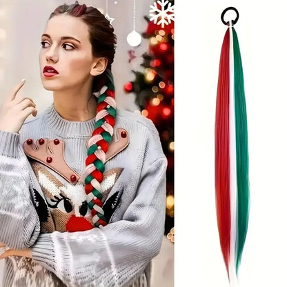 Synthetic 26Inch Long Straight Ponytail Elastic Hair Colorful Braiding Ponytail Hair Extensions Hair Accessories for Women