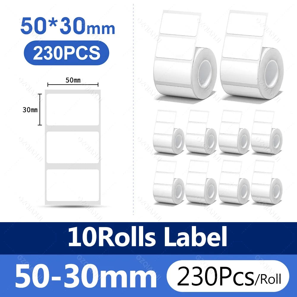 3/5/10 NiiMBOT White Label Papier wasserdichte selbstklebende Rollen für B1 B21 Mini Etikettendrucker Preisschild Büromarker UV-Druck