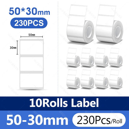 3/5/10 NiiMBOT White Label Papier wasserdichte selbstklebende Rollen für B1 B21 Mini Etikettendrucker Preisschild Büromarker UV-Druck