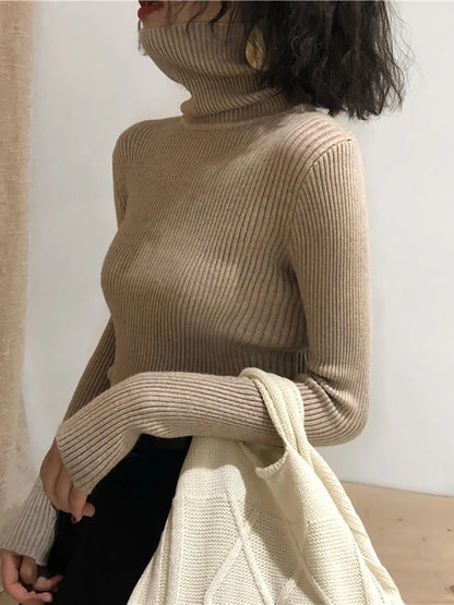 Turtleneck Sweater Womens 2025 Autumn Winter Tops Korean Slim Women Pullover Jumper Knitted Sweater Pull Femme Hiver Truien