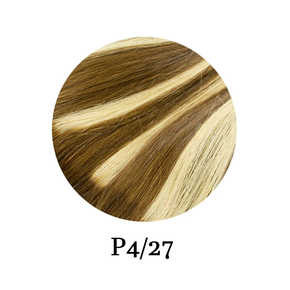 Fish Line 100 Human Hair Extension Piece Hair Blonde Remy Straight Hair Fishing Wire with 3 Clips Invisible Wire Hair Extension