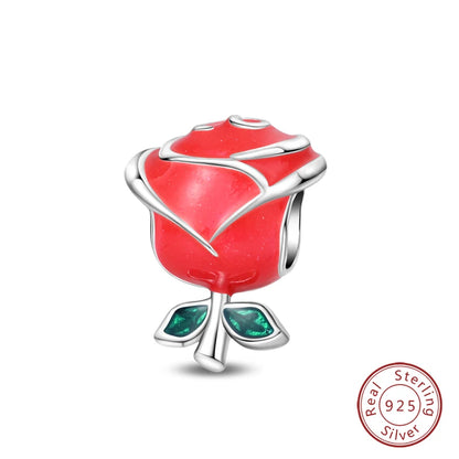 Original 925 Sterling Silber Rote Charm Perlen Rotwein Chili Hantel Anhänger für Frauen Passend für DIY Armband Geburtstag Schmuck Geschenk
