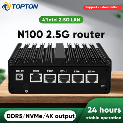 Topton Intel N150 Firewall Mini PC J6412 J5005 6305 4x2.5G i226 LAN Fanless Industrial Computer Router pfSense OPNsense Proxmox
