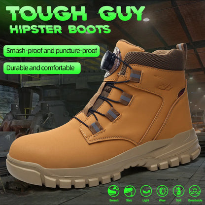 Wasserdichte Sicherheitsstiefel Herren Unzerstörbare Stahlkappen-Arbeitsschuhe Stichfeste Antikollisions-Sicherheitsschuhe Biker Botas Para Hombre
