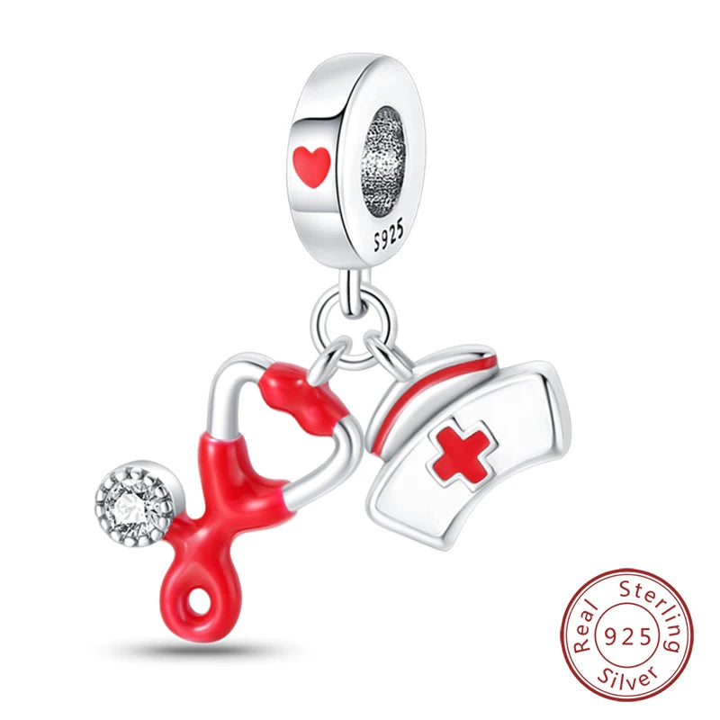 Original 925 Sterling Silber Rote Charm Perlen Rotwein Chili Hantel Anhänger für Frauen Passend für DIY Armband Geburtstag Schmuck Geschenk