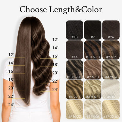 Sunmofavo Wire in Hair Extensions Human Hair Straight Fish Line Natural Fusion with 4 Clips Weft Hair Extensions For Women Daily