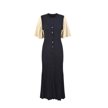 Sommer Frühling Neues Französisches Elegantes Parfüm High-End Schlankmachendes Gestricktes Meerjungfrauenkleid Ausgehöhltes Schlankmachendes Fischschwanz-Strickkleid