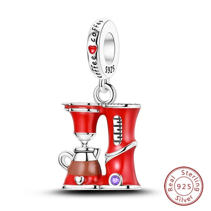 Original 925 Sterling Silber Rote Charm Perlen Rotwein Chili Hantel Anhänger für Frauen Passend für DIY Armband Geburtstag Schmuck Geschenk