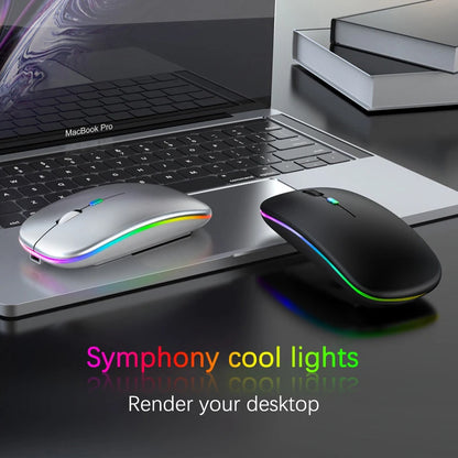 Wiederaufladbare kabellose Bluetooth-Maus mit 2,4-GHz-USB-RGB, 1600-DPI-Maus für Computer, Laptop, Tablet-PC, Macbook, Gaming-Maus, Gamer