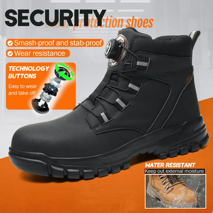 Wasserdichte Sicherheitsstiefel Herren Unzerstörbare Stahlkappen-Arbeitsschuhe Stichfeste Antikollisions-Sicherheitsschuhe Biker Botas Para Hombre