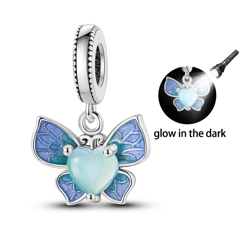 925 Sterling Silber Plattierung Bunt Schmetterling Insekt Tier Charms Perlen Funkelnder Zirkon Passend für Qikaola 925 Original Armbänder DIY Schmuck