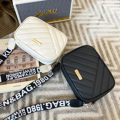 Shoulder Bag High Quality Women's PU Rolling Strip Camera Bag Shoulder Bag Mobile Phone Bag Casual Crossbody Bag
