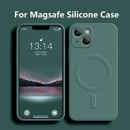 Liquid Silicone Shockproof Case For iPhone 18 17 16 15 14 13 12 11 Pro Max TPU Phone Magnetic Wireless Charger For Magsafe Cover