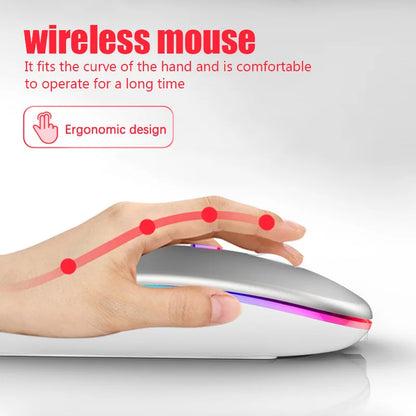 Wiederaufladbare kabellose Bluetooth-Maus mit 2,4-GHz-USB-RGB, 1600-DPI-Maus für Computer, Laptop, Tablet-PC, Macbook, Gaming-Maus, Gamer