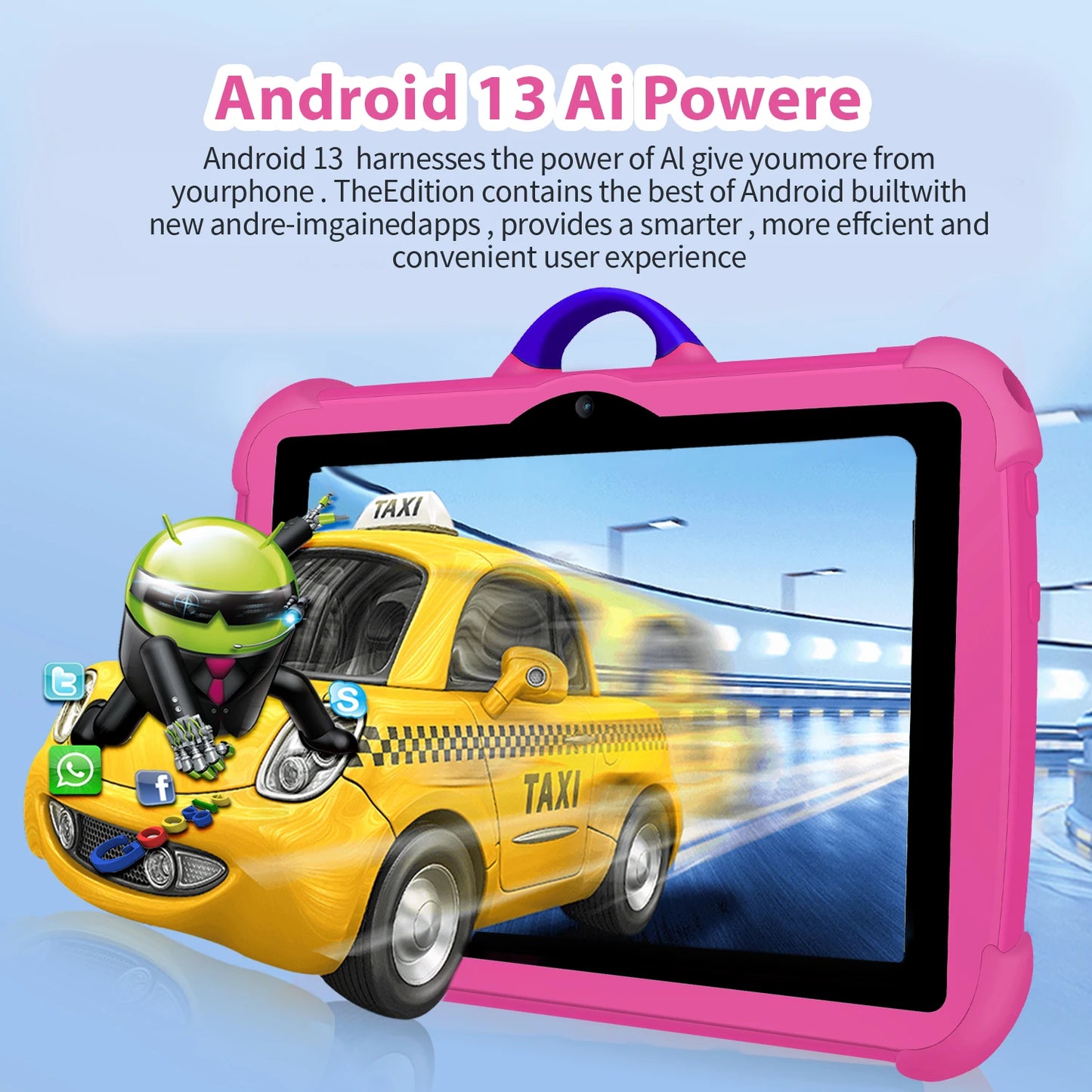 Neues Kinder-Tablet mit Cartoon-Motiv, 7 Zoll, Quad-Core-Prozessor, 4 GB RAM, 64 GB ROM, Android-Betriebssystem, Lernspiele, Geschenkidee für Kinder