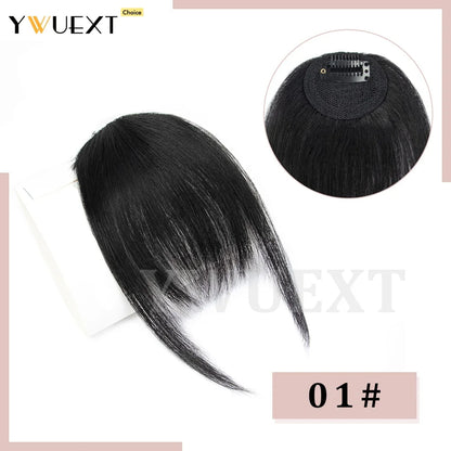 Clip In Human Hair Bangs Straight Hair Piece Machine Remy French Bangs for Women Easy to Wear and Remove Hairpiece Thin Hair