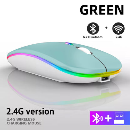 Wiederaufladbare kabellose Bluetooth-Maus mit 2,4-GHz-USB-RGB, 1600-DPI-Maus für Computer, Laptop, Tablet-PC, Macbook, Gaming-Maus, Gamer