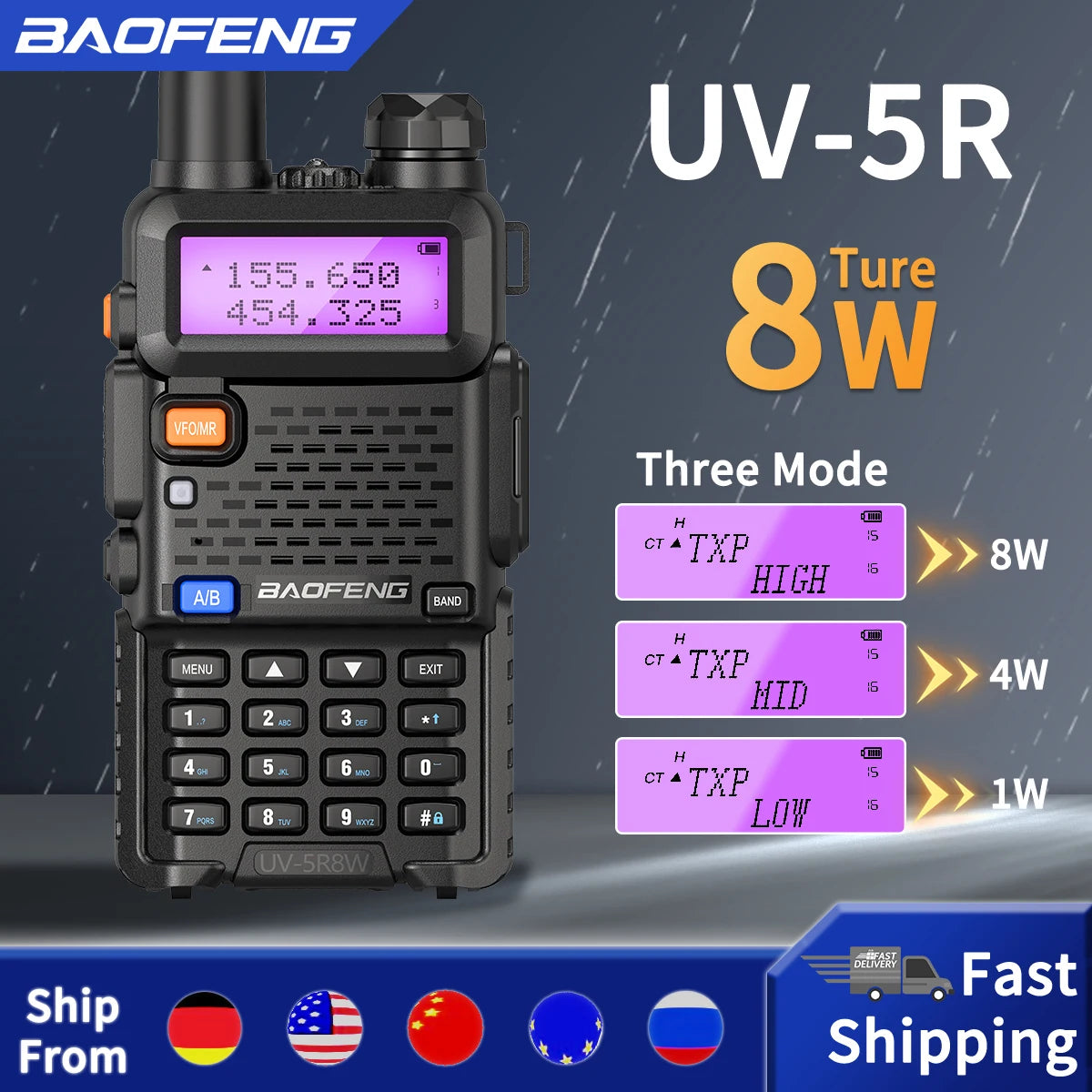 Baofeng Walkie Talkie UV 5R 5W 8W Dual Band Ham Zwei-Wege-Funkgerät Vhf Uhf FM Radio Handheld Transceiver Jagd 16KM