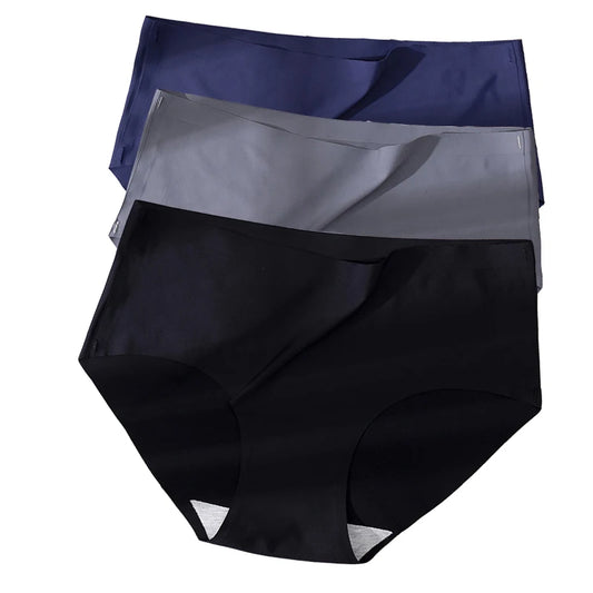 3Pcs/Lot Women's Panties Girls' Underwear Ice Silk Sexy Lingeries Female Soft Seamless Underwear Plus Size Triangle Shorts Cold