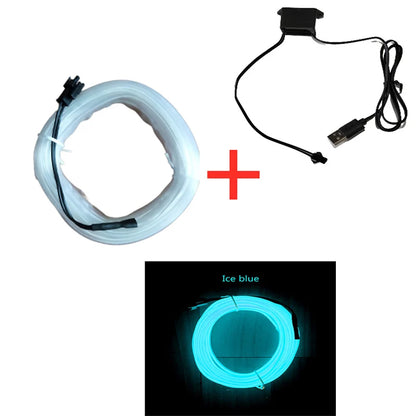 1M/3M/5M Auto-Innenraum-LED-Dekorlampe EL-Kabel Neonstreifen für Auto-DIY Flexible Umgebungslicht USB Party-Atmosphäre-Diode