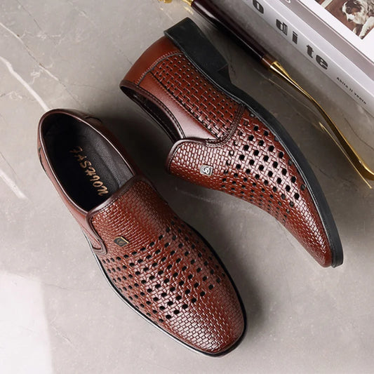 Sommer Herren Slipper Atmungsaktive Herren Lederschuhe Weiche Sohlen Männliche Freizeitschuhe Slip-on Oxford Schuhe Business Zapatos De Hombre