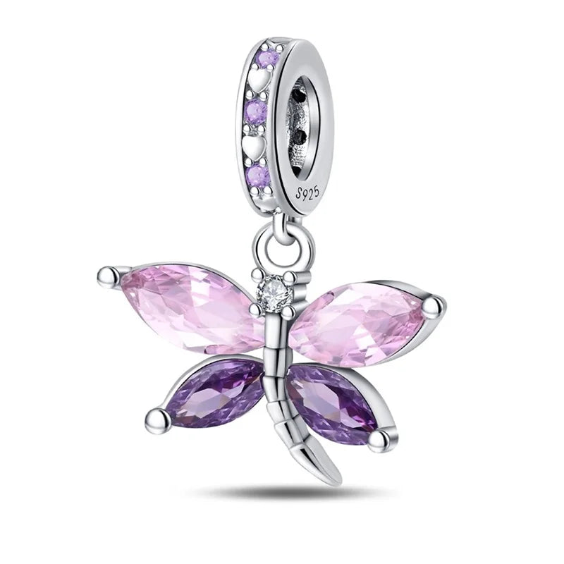 925 Sterling Silber Plattierung Bunt Schmetterling Insekt Tier Charms Perlen Funkelnder Zirkon Passend für Qikaola 925 Original Armbänder DIY Schmuck