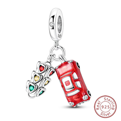 Original 925 Sterling Silber Rote Charm Perlen Rotwein Chili Hantel Anhänger für Frauen Passend für DIY Armband Geburtstag Schmuck Geschenk