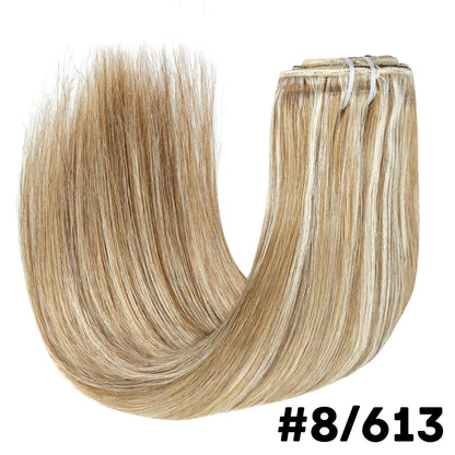 Seamless Clip ins Extensions Human Hair Straight Brazilian Remy Real Natural Soft Hair 8Pcs 120G Clip on Human Hair Extensions