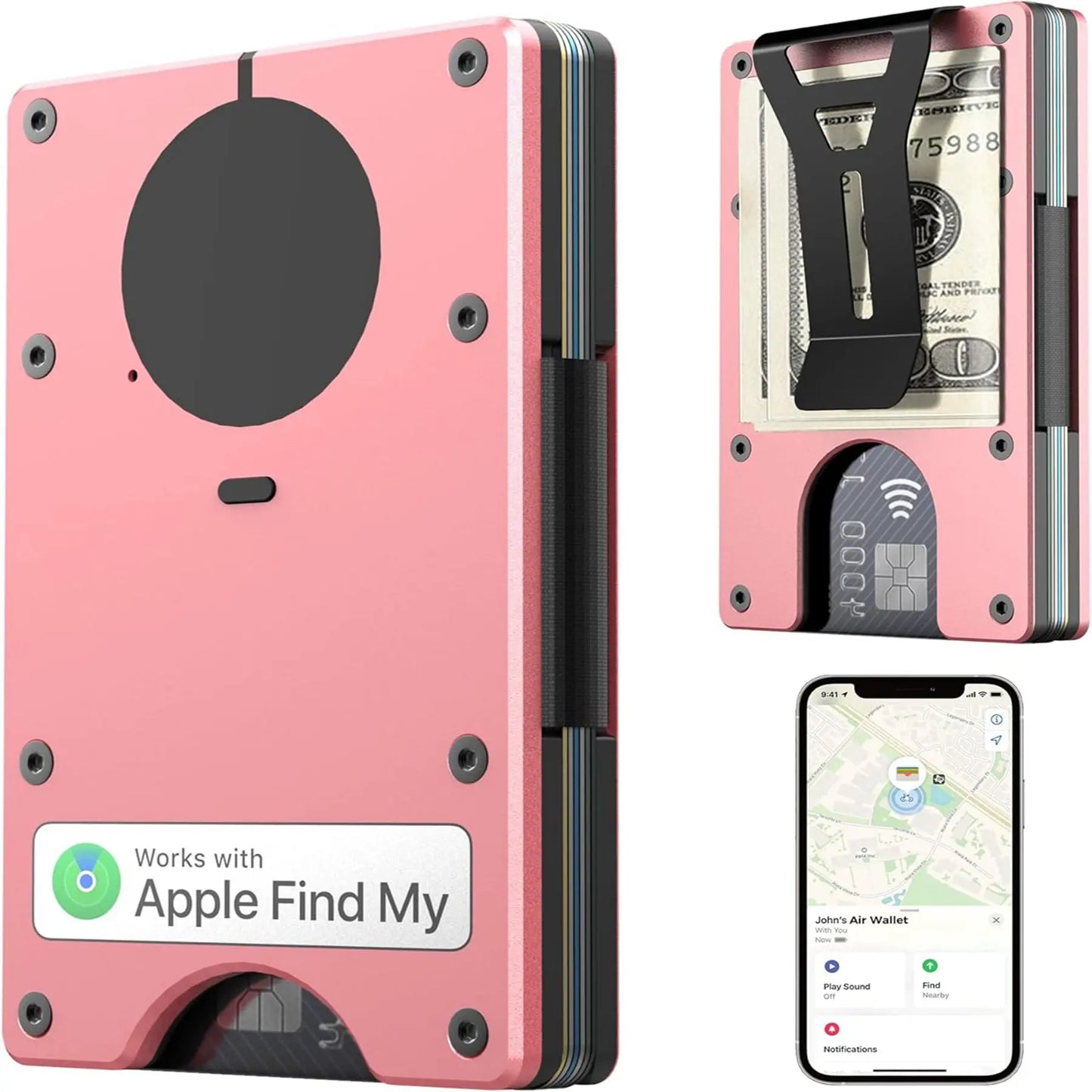 Geldbörse Integriertem Airtag-Chip RFID Blockierendem Kreditkartenfach