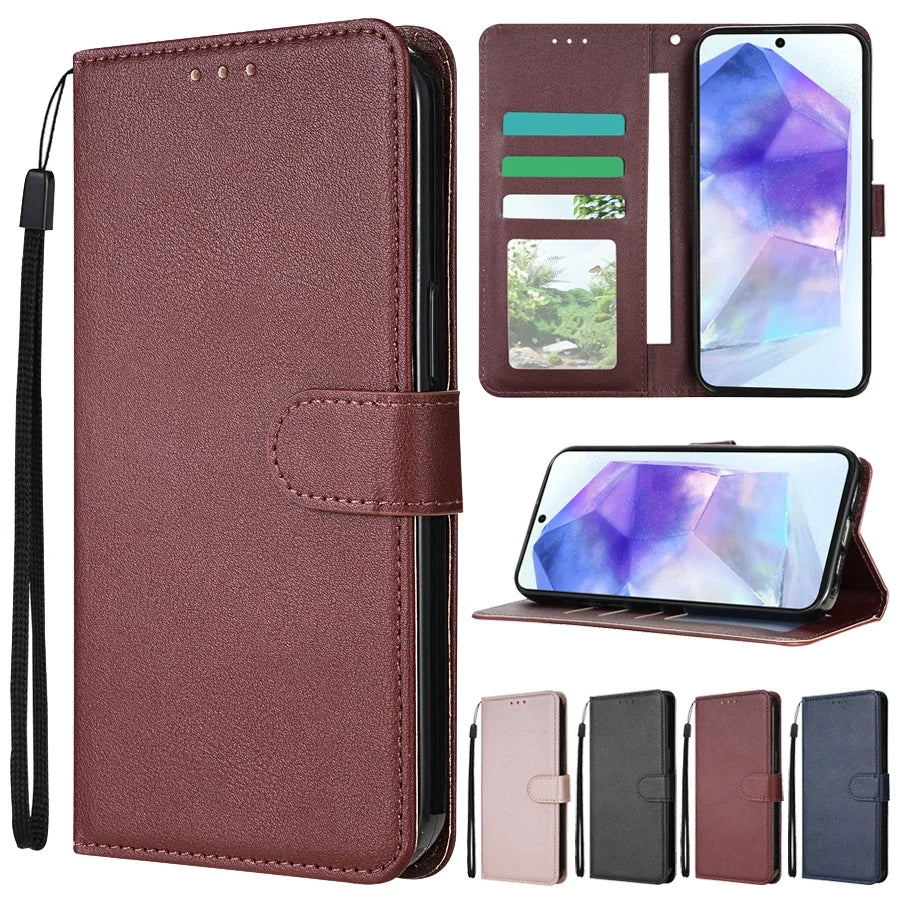 Magnetische Flip-Lederhülle mit Kartenfach für Samsung Galaxy A05s A06 A07 A12 A13 A14 A15 A16 A17 A24 A26 A34 A35 A36 A52 A53 A54 A55 A56